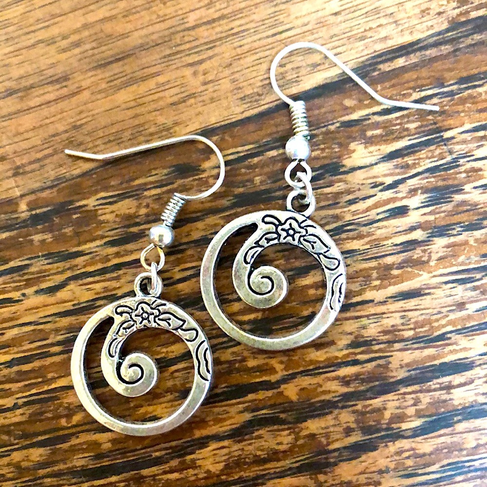 3/$15 • Silver Alloy Beach Wave Dangle Earrings